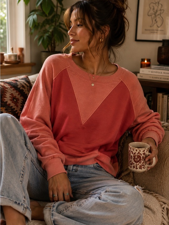 POL Tops - POL Women's Warm Coral Sweatshirt/Size Large